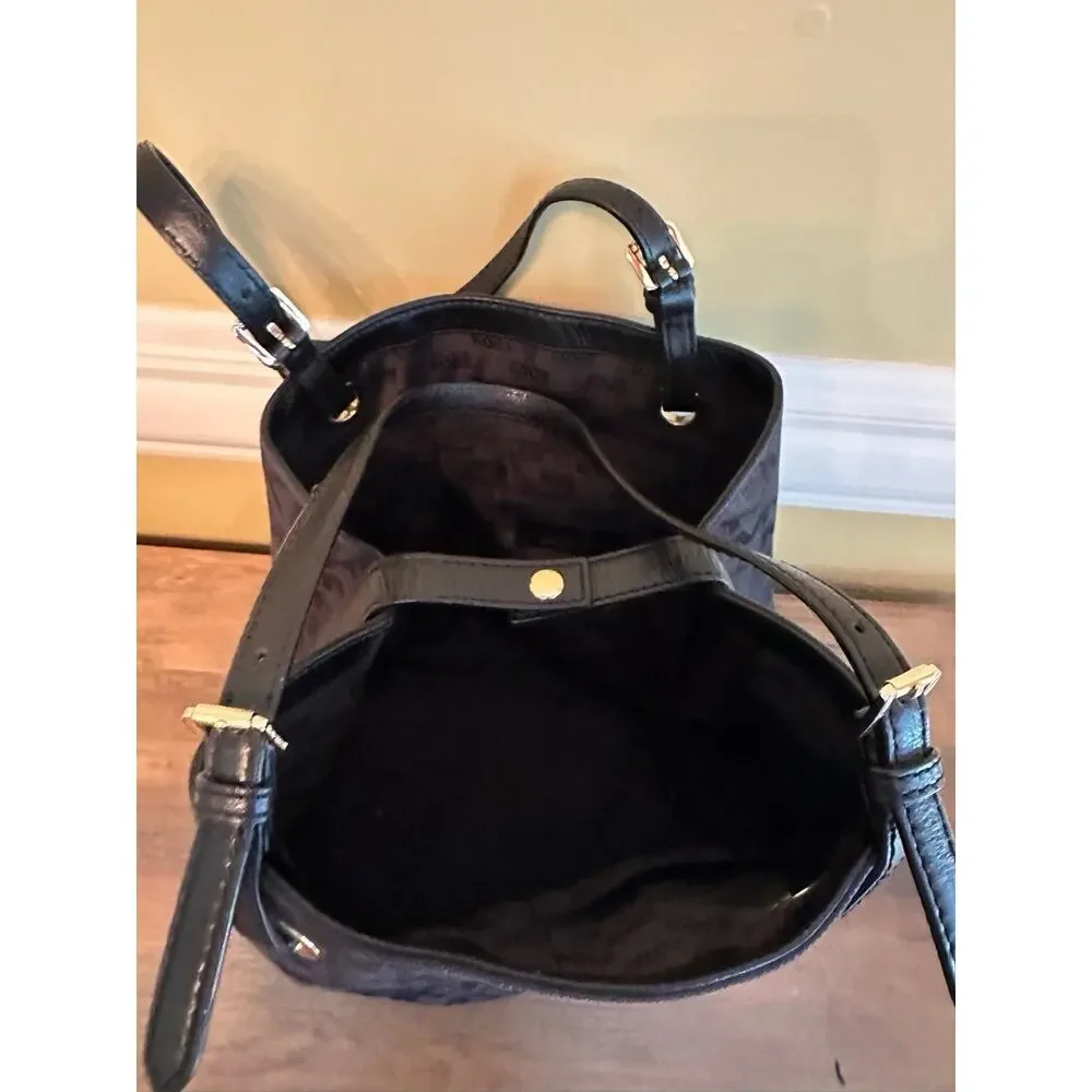 Michael Kors MK Logo Black Canvas Tote Bag Purse Handbag Designer‎